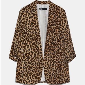 Zara Leopard Blazer Jacket XL